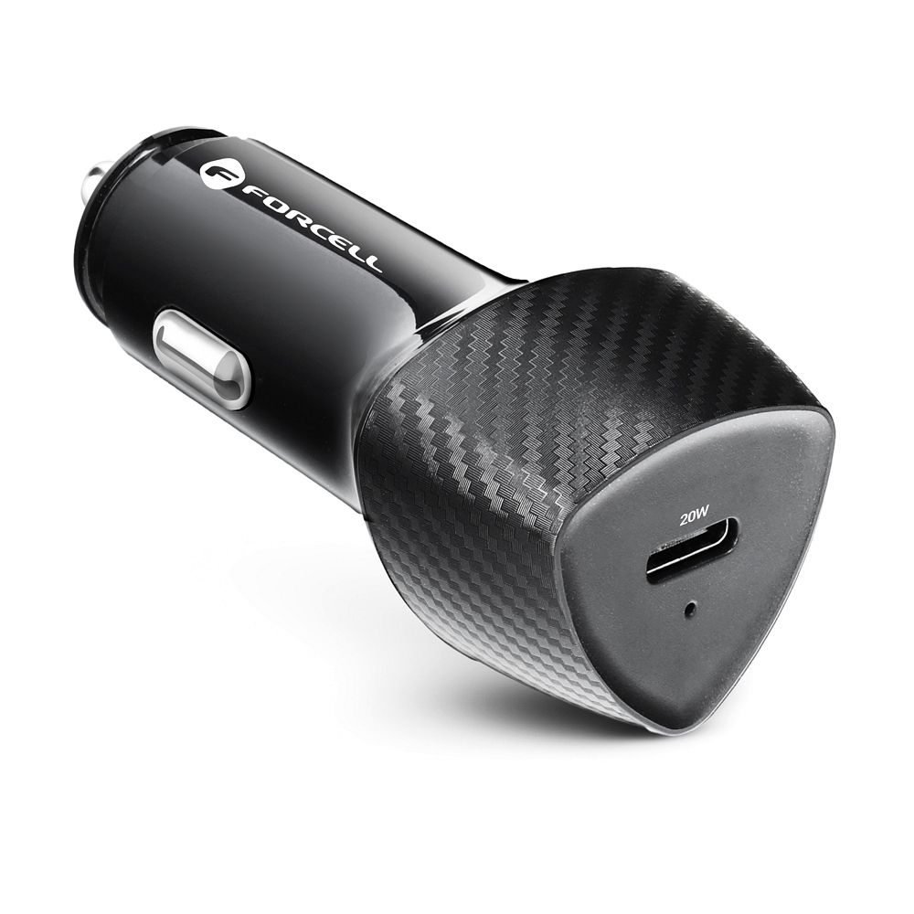 Incarcator Auto Rapid  Forcell F-Energy Carbon CC50-1C Type C PD 3A 20W - Negru - 1 | YEO